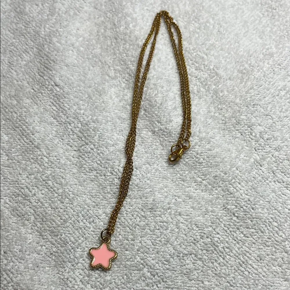 Pink enamel Star Pendant Necklace for Kids